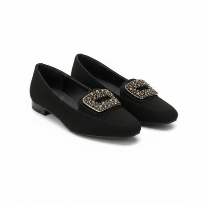 Women’s Black Embellished Low Heel Pumps