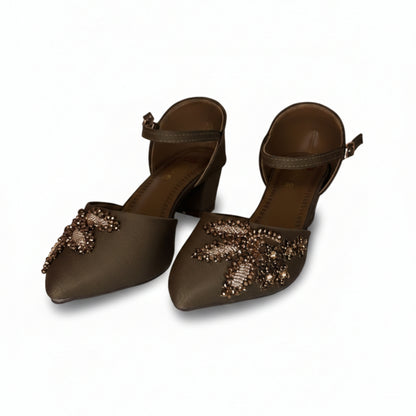 Women’s Embellished Ankle Strap Low Heels