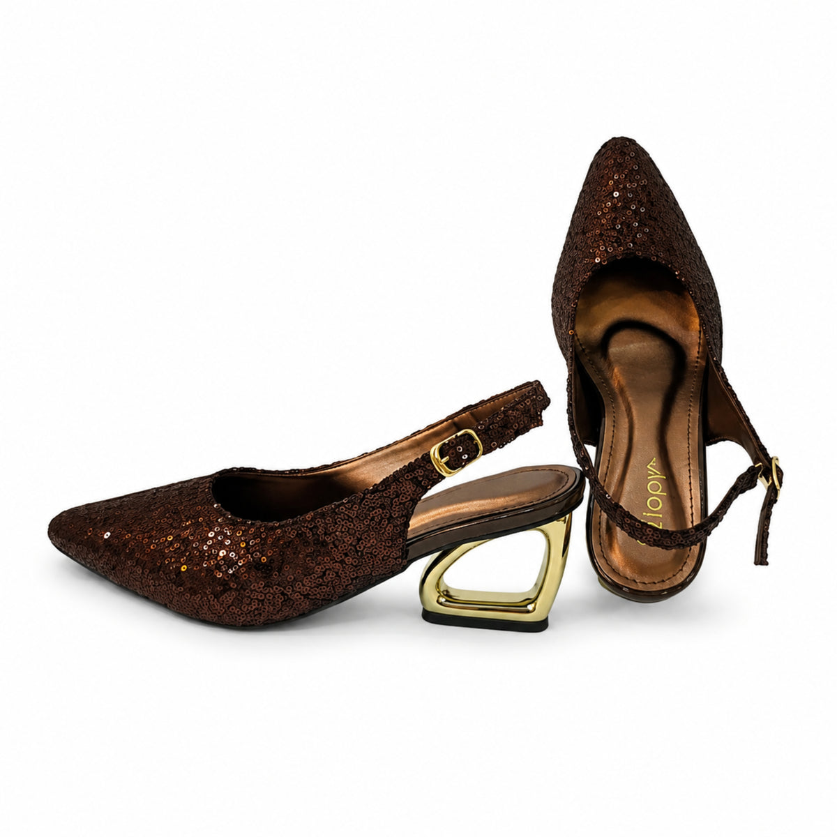 Amber Aura Noir Gleam – Elegant Women's Flats
