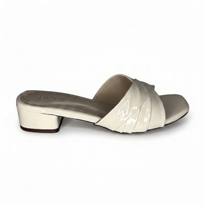 Women’s White Block Heel Slide Sandals