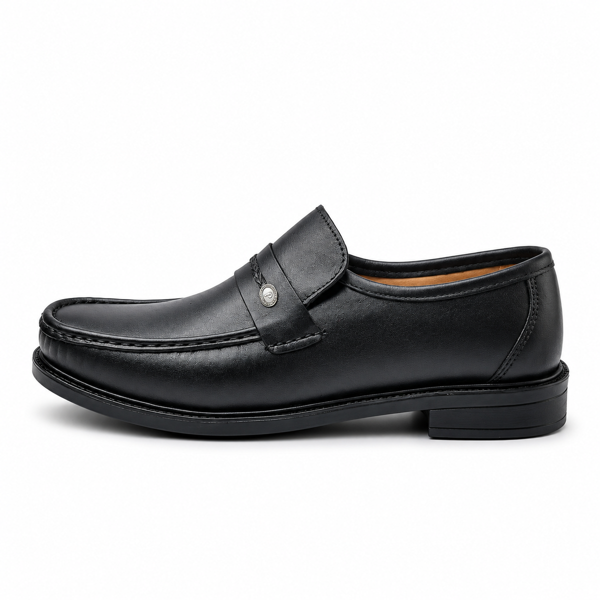 Midnight Luxe Black Braided Leather Loafers for Men