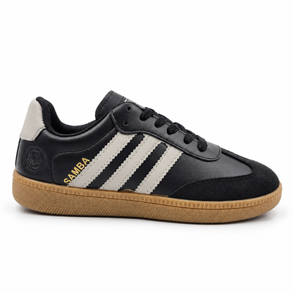 Lilac Breeze White Retro Sneakers with Lavender Stripes