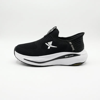 ShadowFlex Black Knit Slip-On Sports Sneakers for Men