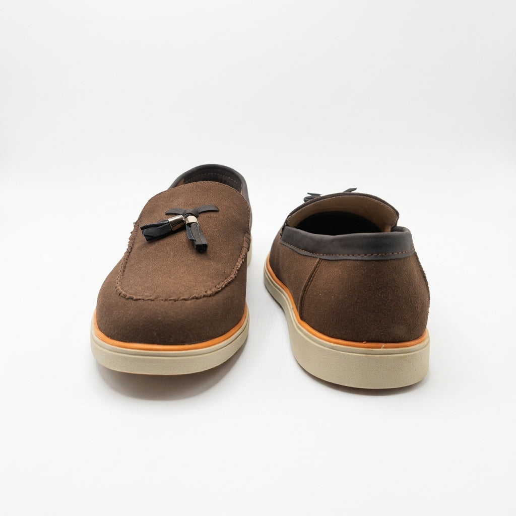 Urban Noir Black Suede Tassel Loafers for Men