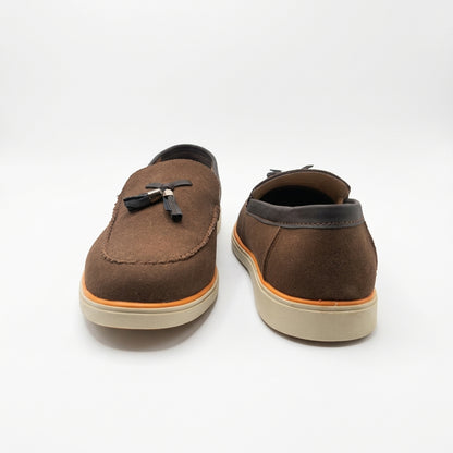Urban Noir Black Suede Tassel Loafers for Men
