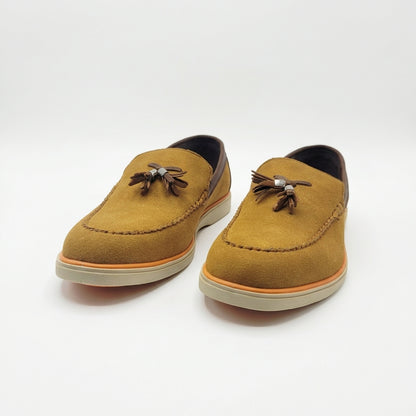 Urban Noir Black Suede Tassel Loafers for Men