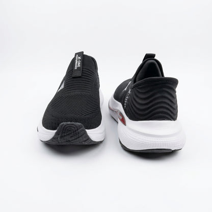 ShadowFlex Black Knit Slip-On Sports Sneakers for Men