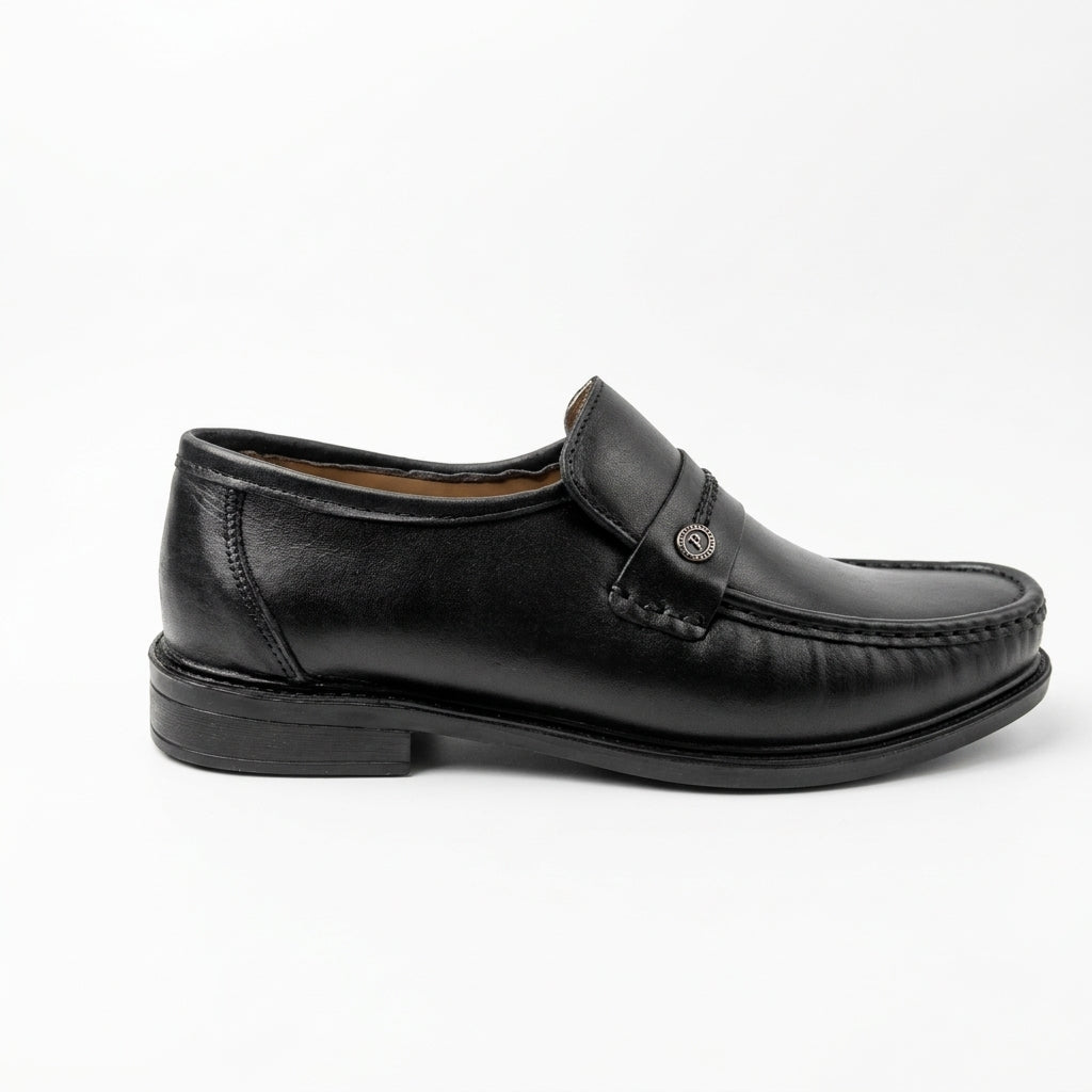 Midnight Luxe Black Braided Leather Loafers for Men