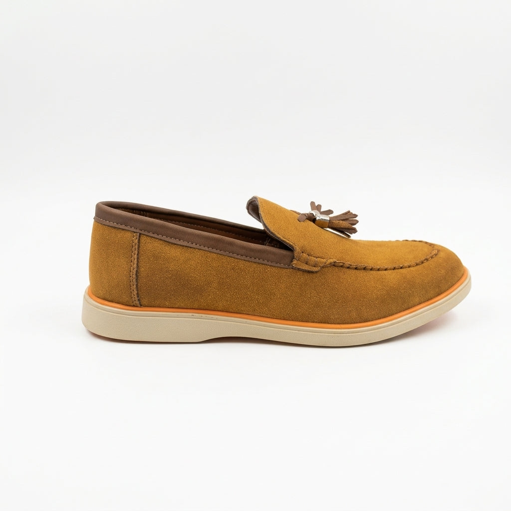 Urban Noir Black Suede Tassel Loafers for Men