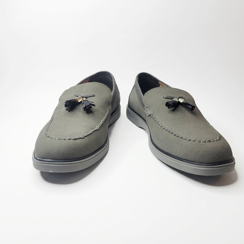 Urban Noir Black Suede Tassel Loafers for Men