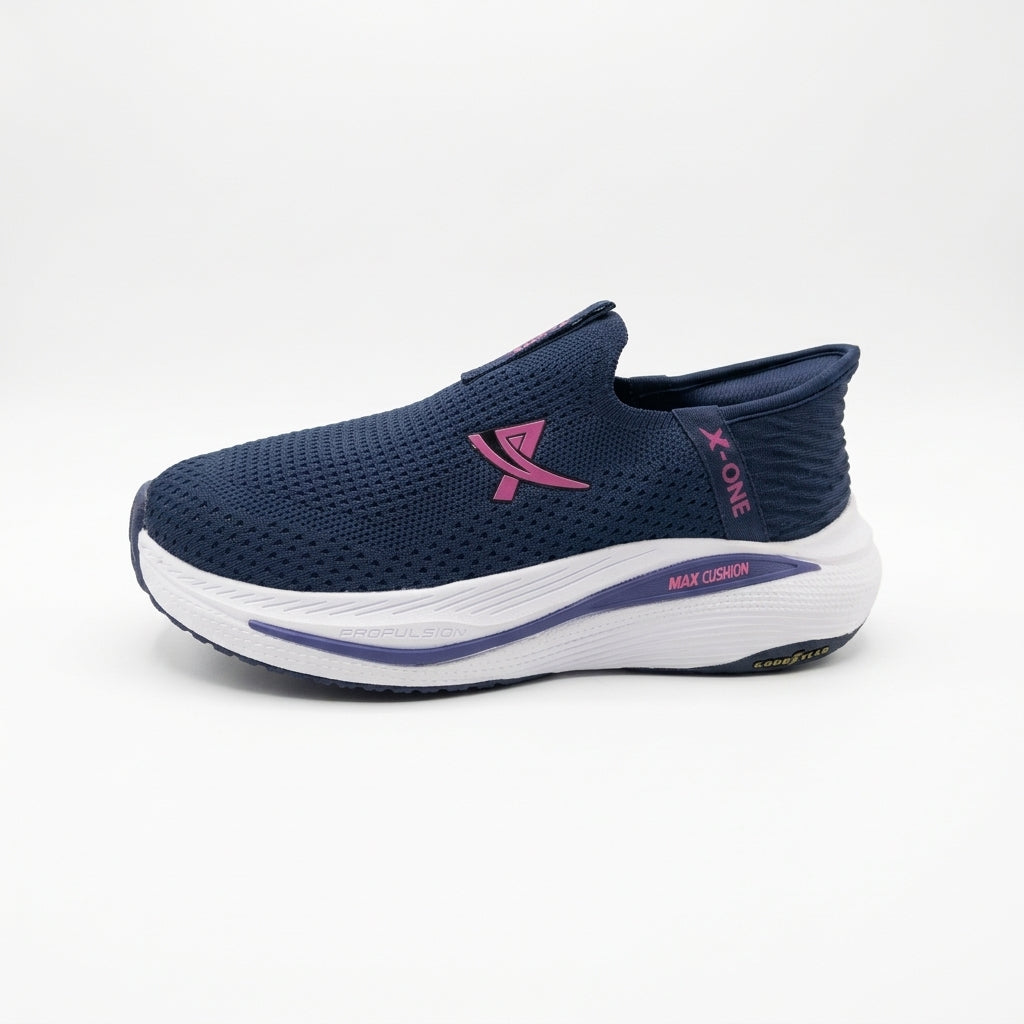 ShadowFlex Black Knit Slip-On Sports Sneakers for Men