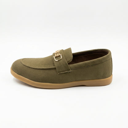 Cocoa Royale Brown Suede Loafers with Gold Horsebit Detail