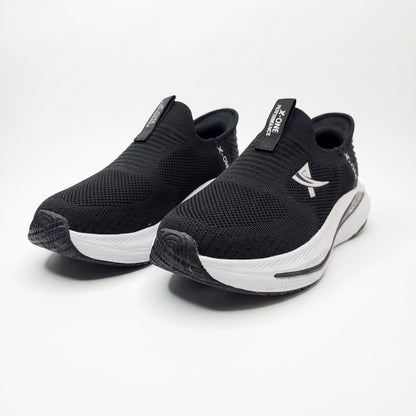 ShadowFlex Black Knit Slip-On Sports Sneakers for Men
