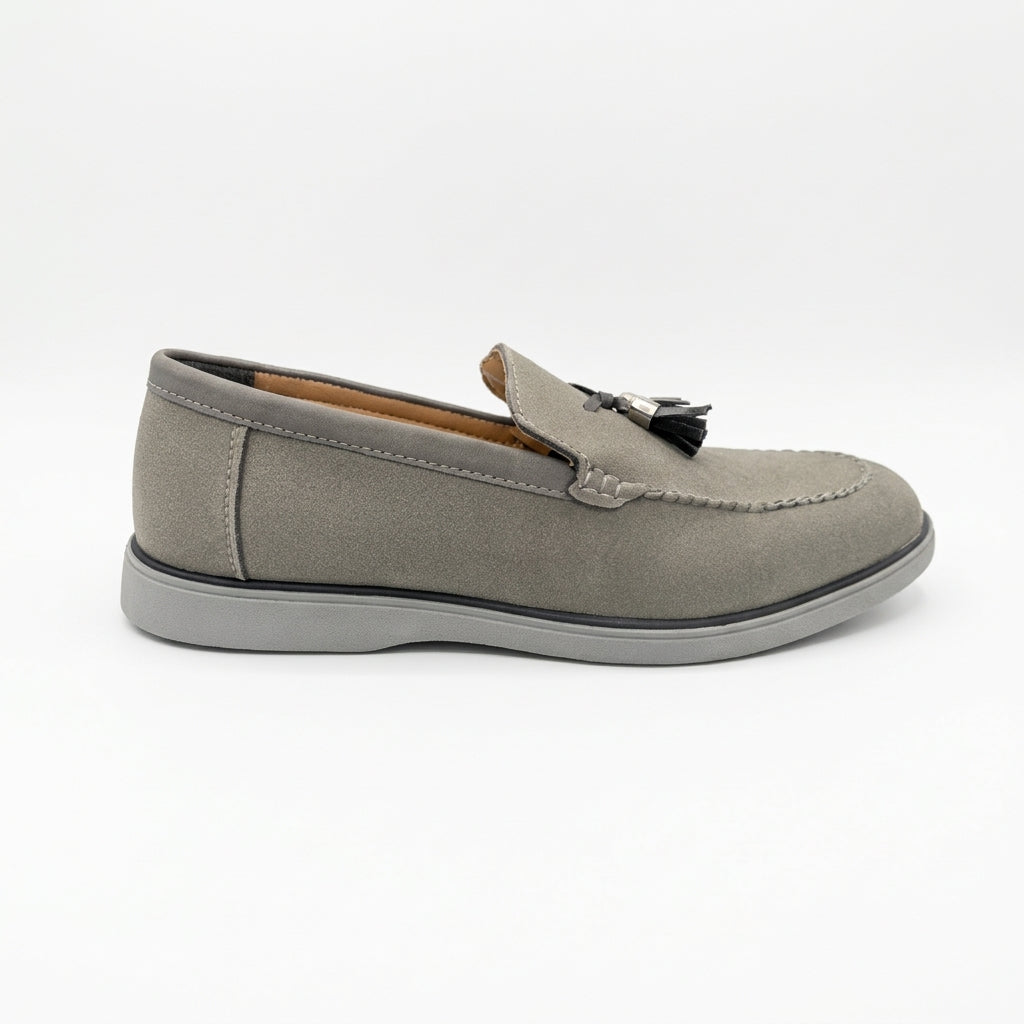 Urban Noir Black Suede Tassel Loafers for Men