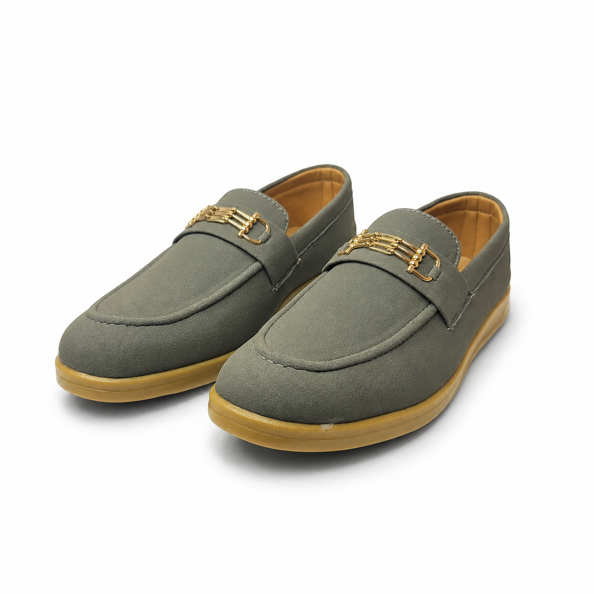 Cocoa Royale Brown Suede Loafers with Gold Horsebit Detail
