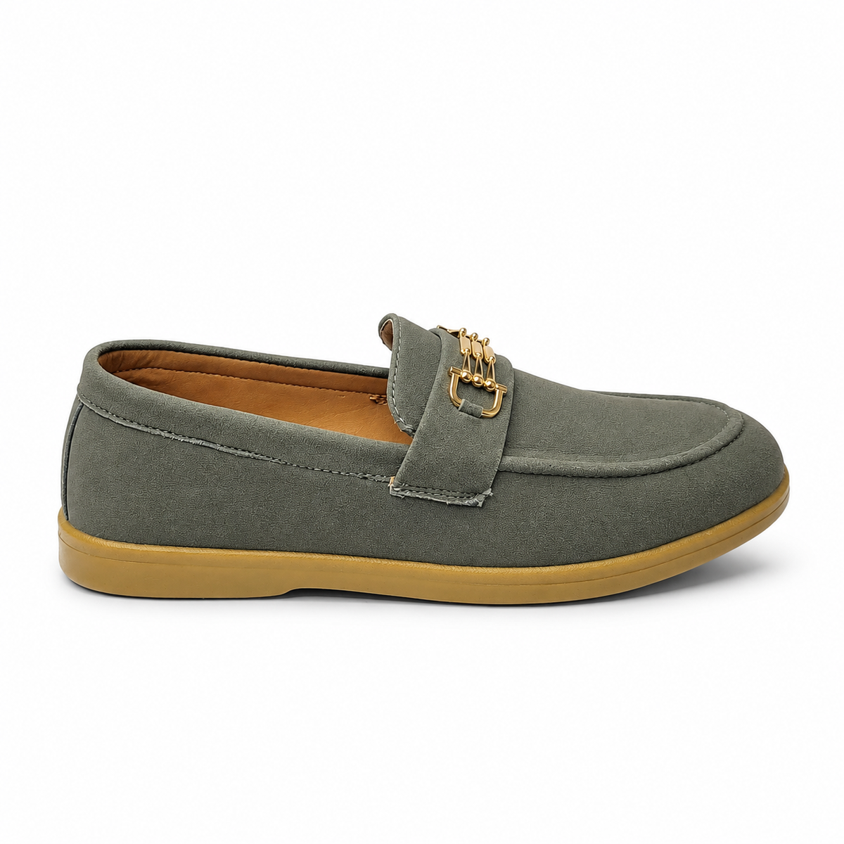 Cocoa Royale Brown Suede Loafers with Gold Horsebit Detail