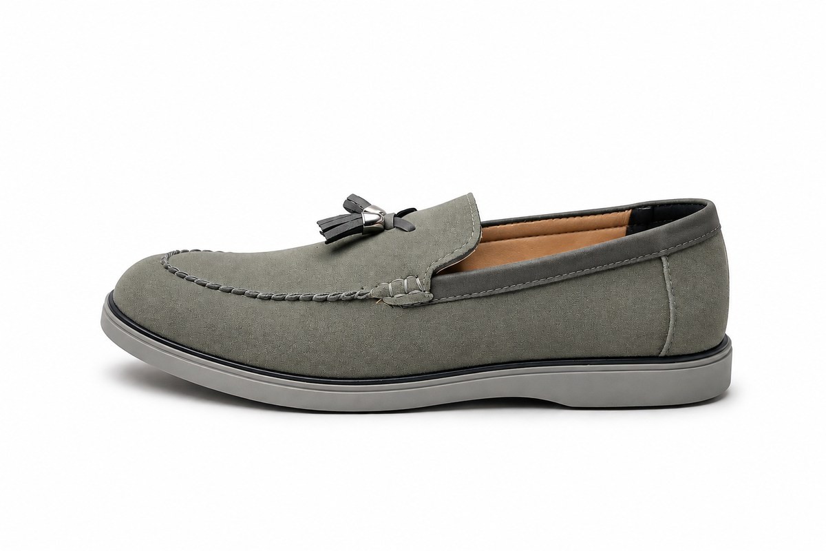Urban Noir Black Suede Tassel Loafers for Men