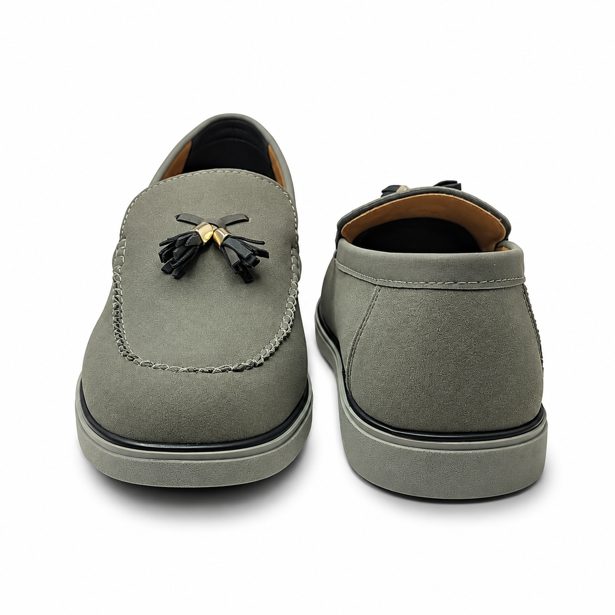 Urban Noir Black Suede Tassel Loafers for Men