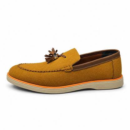 Urban Noir Black Suede Tassel Loafers for Men