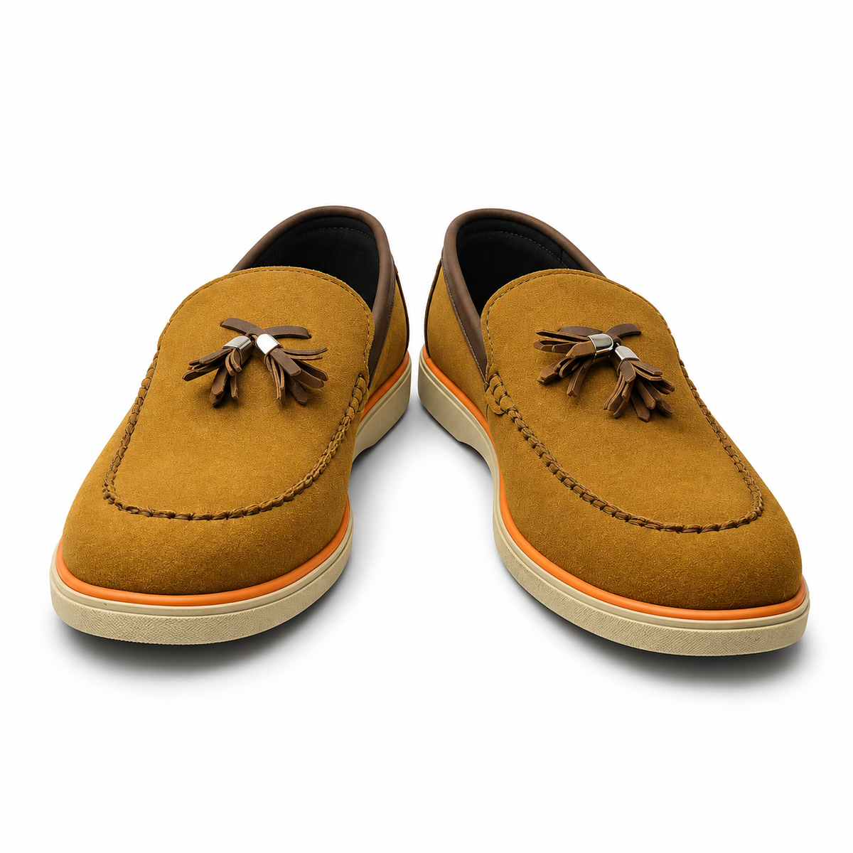 Urban Noir Black Suede Tassel Loafers for Men
