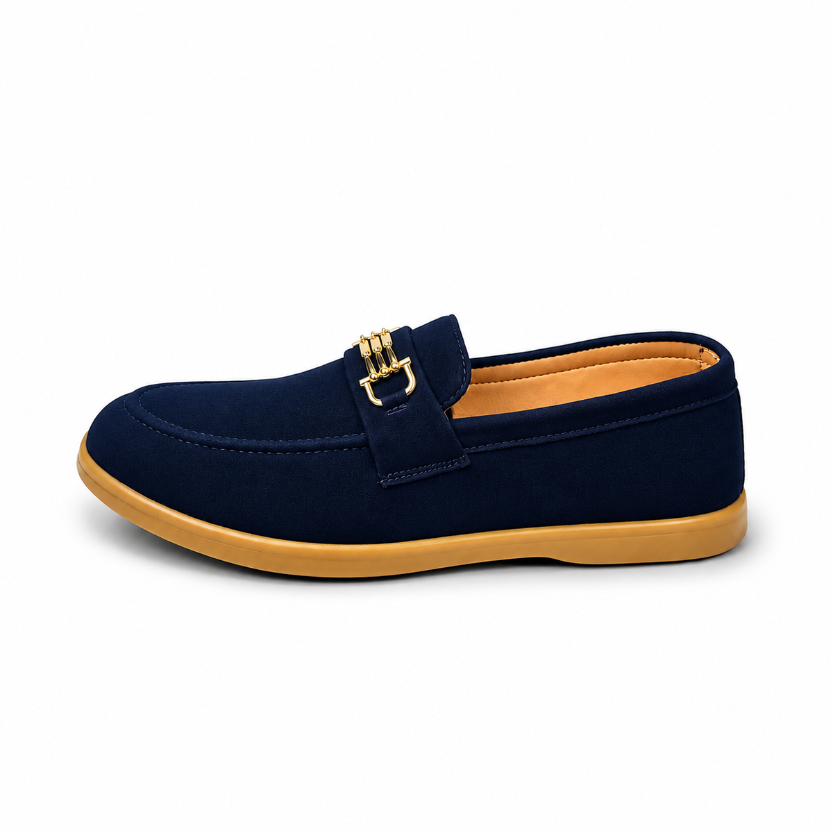 Cocoa Royale Brown Suede Loafers with Gold Horsebit Detail
