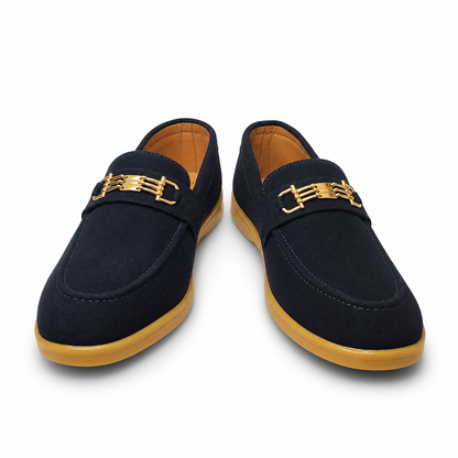 Cocoa Royale Brown Suede Loafers with Gold Horsebit Detail
