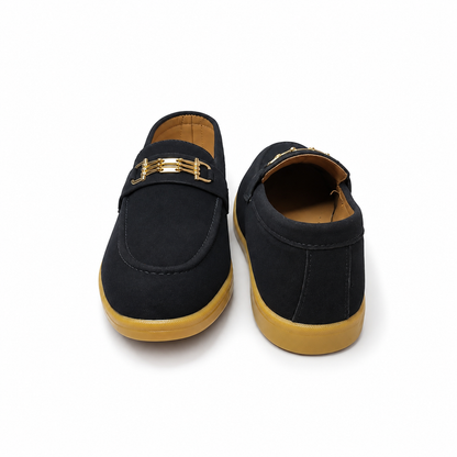 Cocoa Royale Brown Suede Loafers with Gold Horsebit Detail