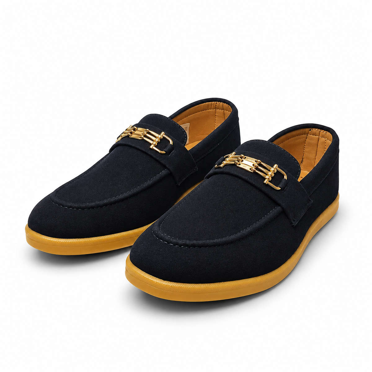 Cocoa Royale Brown Suede Loafers with Gold Horsebit Detail
