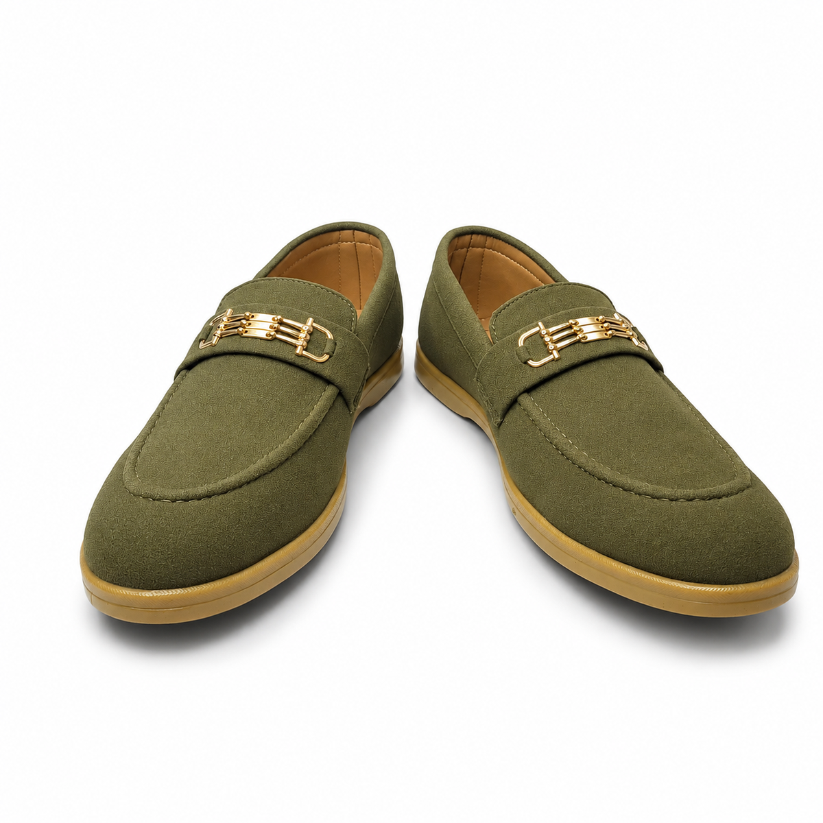 Cocoa Royale Brown Suede Loafers with Gold Horsebit Detail