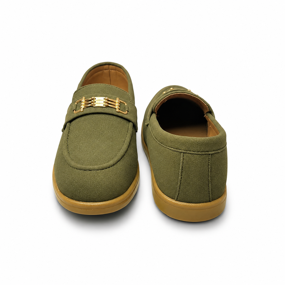 Cocoa Royale Brown Suede Loafers with Gold Horsebit Detail
