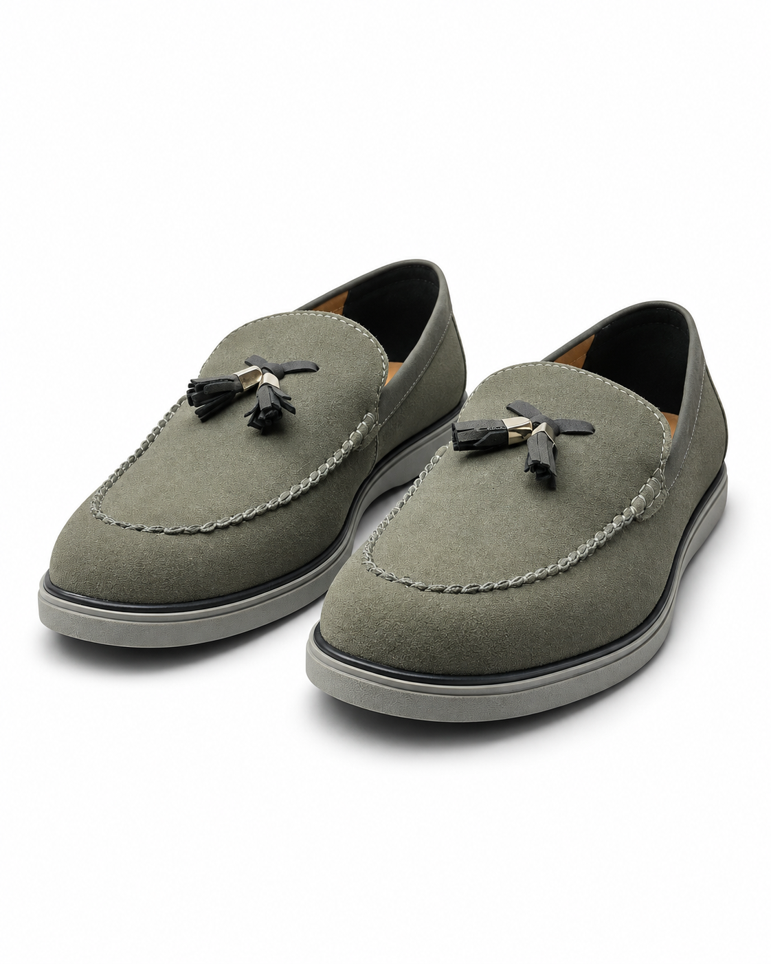 Urban Noir Black Suede Tassel Loafers for Men