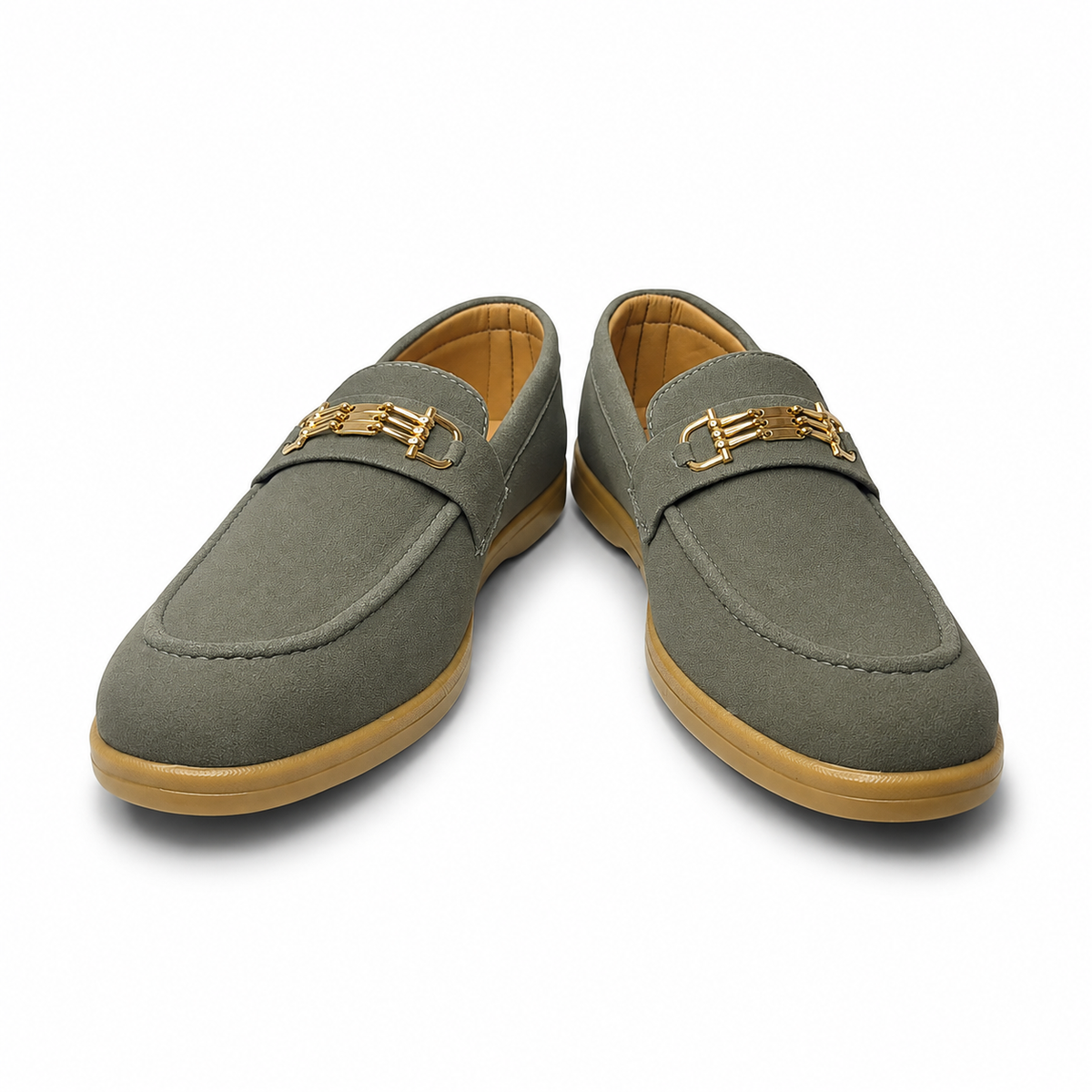 Cocoa Royale Brown Suede Loafers with Gold Horsebit Detail