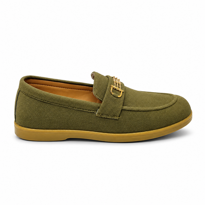 Cocoa Royale Brown Suede Loafers with Gold Horsebit Detail
