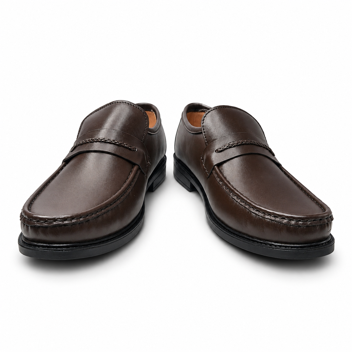 Midnight Luxe Black Braided Leather Loafers for Men