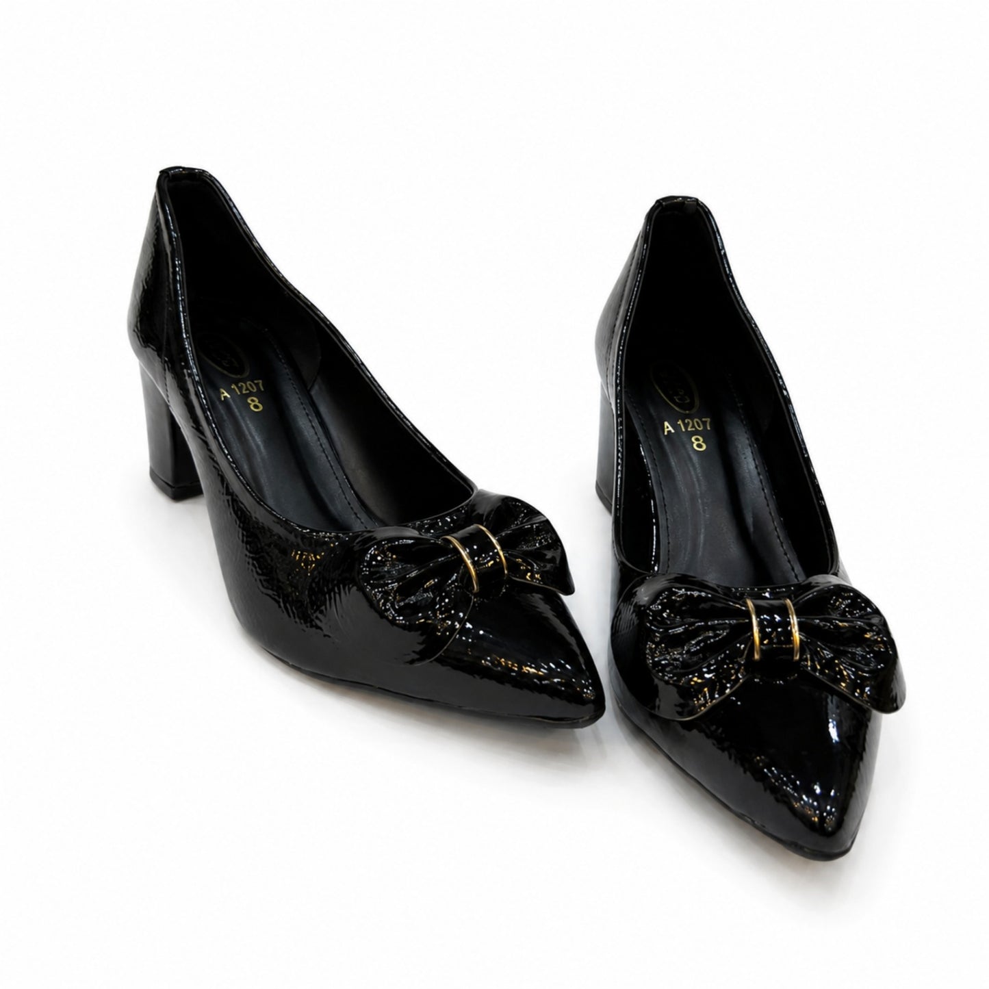 Women’s Black Patent Court Shoes – Elegant Comfortable