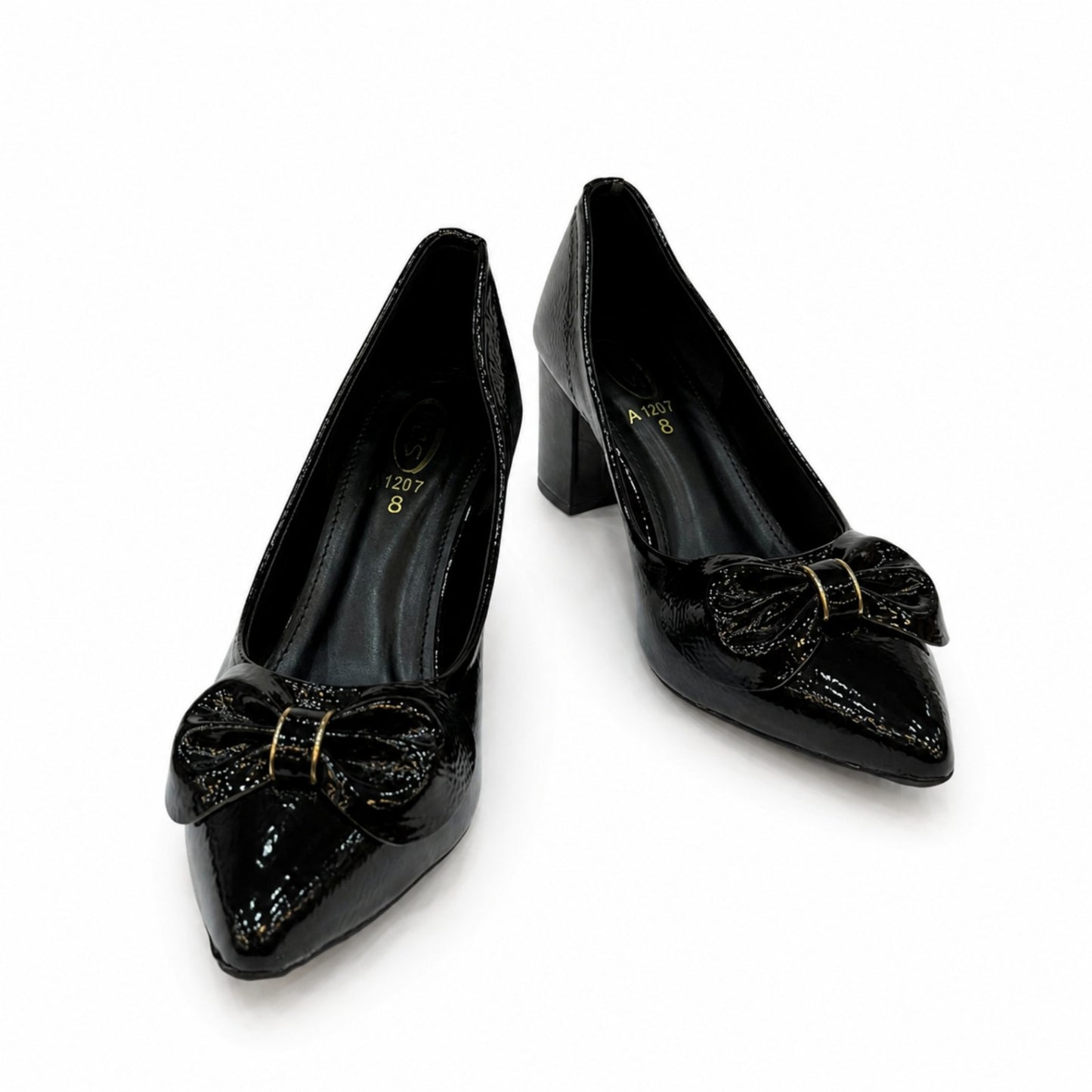 Women’s Black Patent Court Shoes – Elegant Comfortable