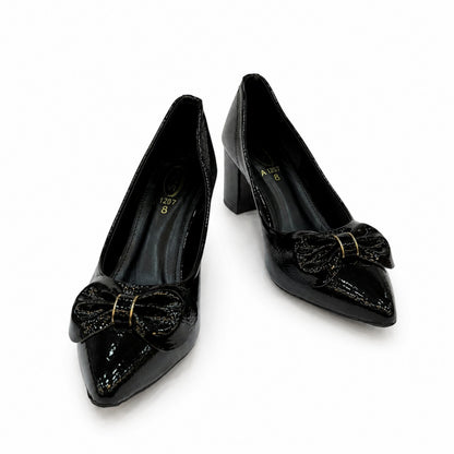 Women’s Black Patent Court Shoes – Elegant Comfortable