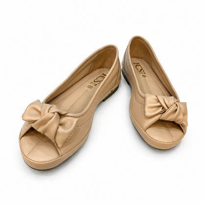 Women’s Beige Bow Semi-Pumps | Comfortable Elegant Shoes