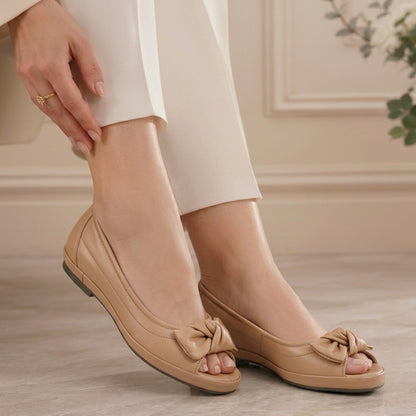 Women’s Beige Bow Semi-Pumps | Comfortable Elegant Shoes