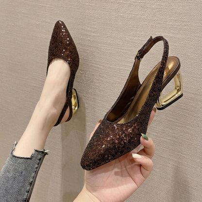 Amber Aura Noir Gleam – Elegant Women's Flats